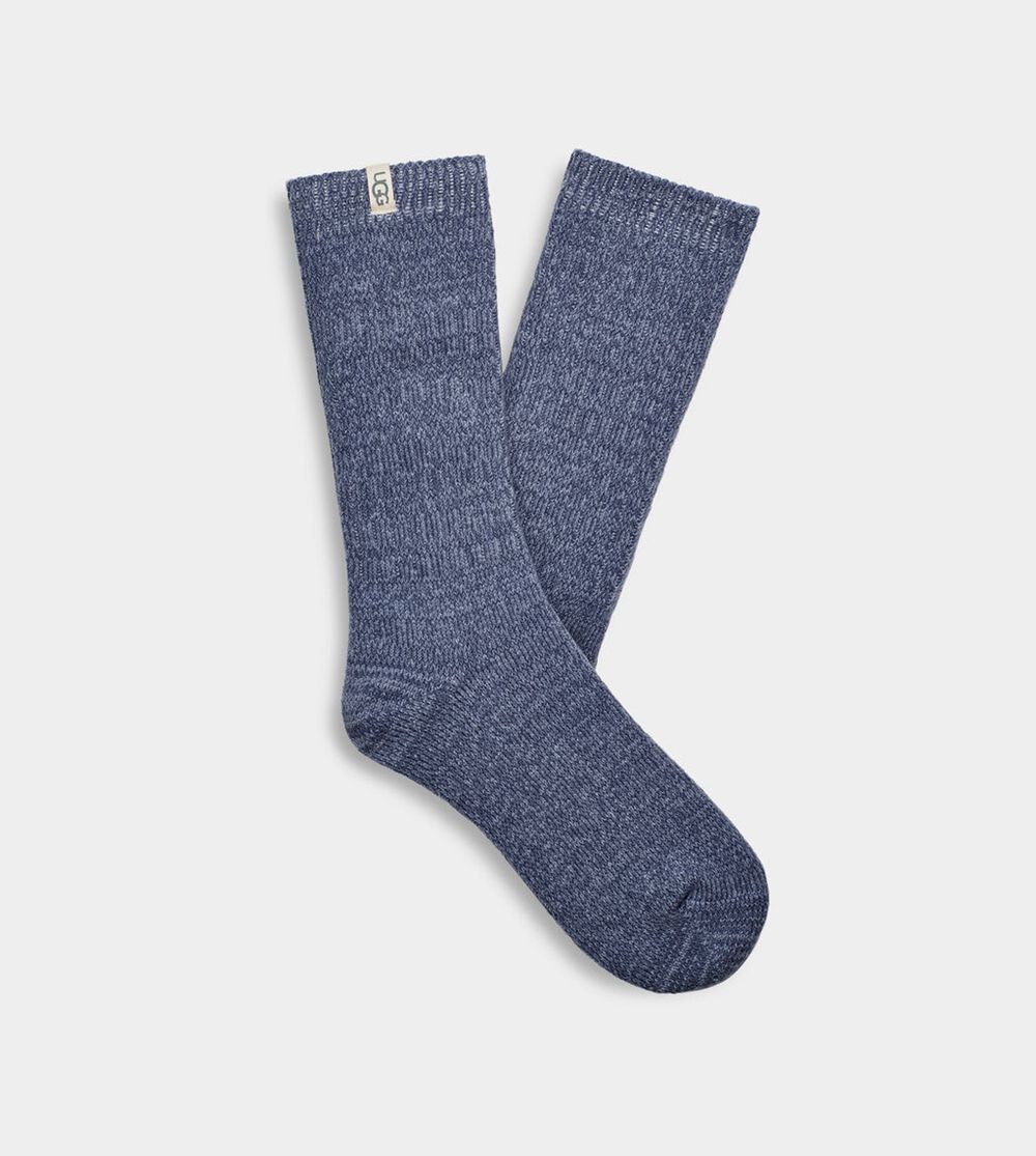 Ugg Rib Knit Slouchy Crew - Womens Socks - Blue - NZ (4703DNVCX)